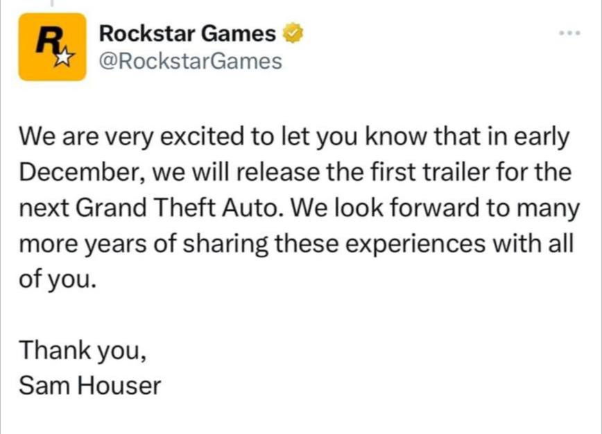 GTA 6 è previsto in Settimana: Annuncio, Trailer e altro secondo Bloomberg 1 photo1699459963